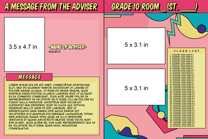 Layout Spread (Grade 10 Yearbook) | Printed on a physical copy | made with Adobe Photoshop